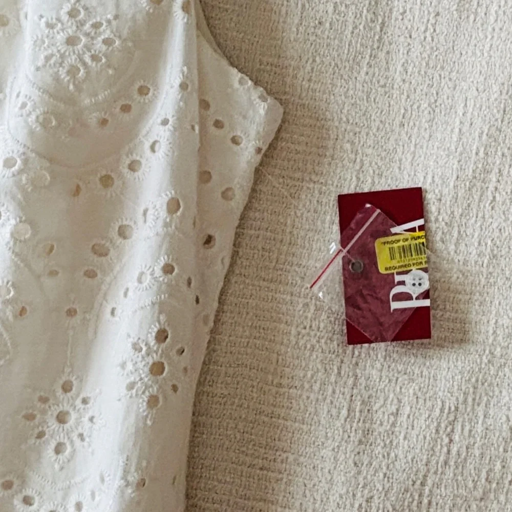 Reba 100% Cotton Ruffled Cream Eyelet Sleeveless Maxi Dress Women’s Large NEW - Picture 4 of 13